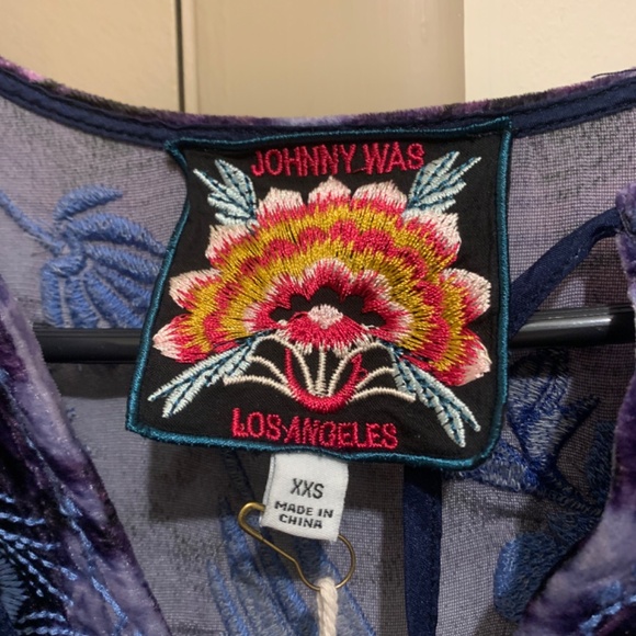 Johnny Was Burnout Azure Velvet Dress - Picture 2 of 5